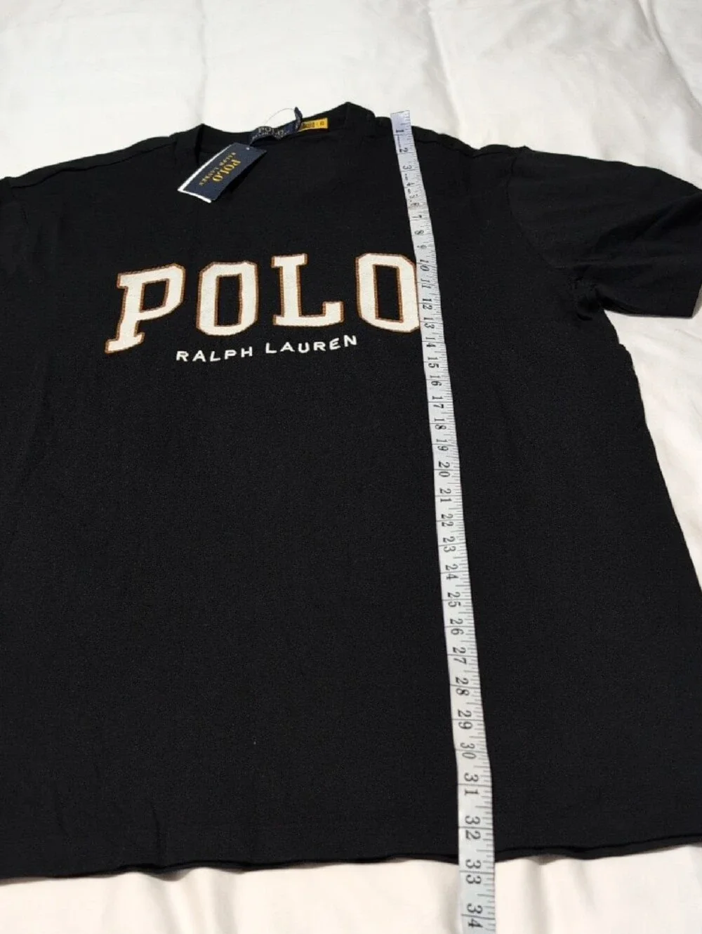 Polo by Ralph Lauren Black Tee with Cream-Outlined POLO